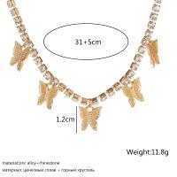 Colgante de mariposa de cristal para mujer, gargantilla de cadena hueca de Color dorado con personalidad, Collar Punk, joyería - details 4