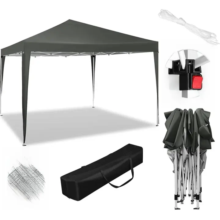 Tienda de campaña para fiestas, carpa de 3x3m, impermeable, protección solar, marquesina para festivales, color gris - 1