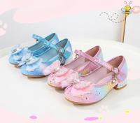 Zapatos de cuero con purpurina para niños, zapatos de princesa arcoíris para niñas, fiesta de boda, lentejuelas, lazo, tacones altos, zapatos individuales - details 1