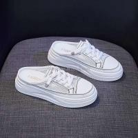Nuevo 2024 plataforma plana blanca casual sin tacones altos, zapatos deportivos de mujer de bajo precio - details 3