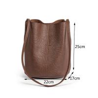 Bolso de hombro Vintage de gran capacidad para mujer, bolso cruzado informal de cuero PU, Color sólido, bolso de compras con asas - details 5