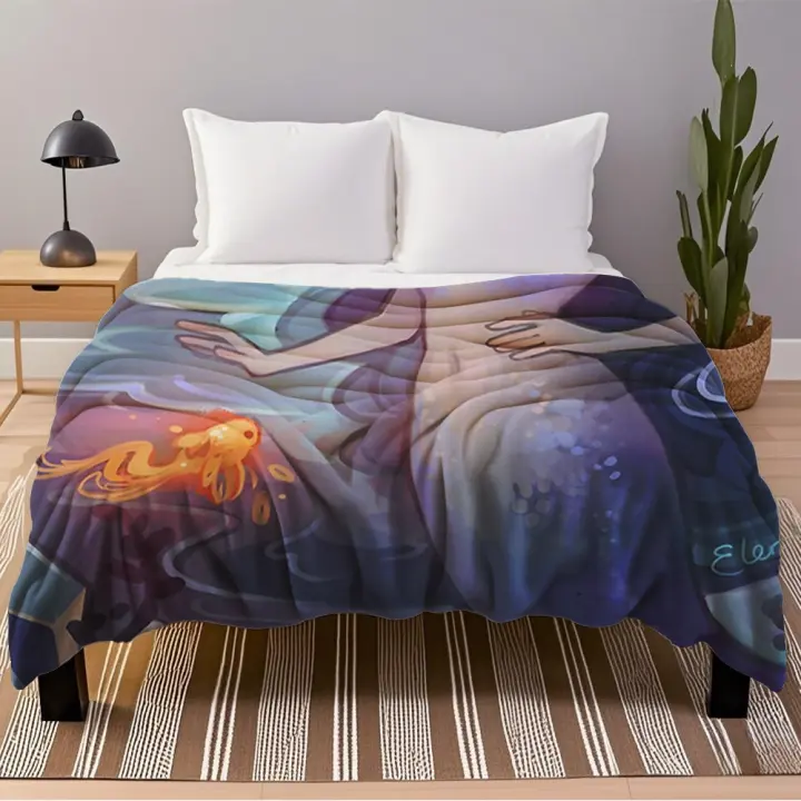 Manta de Cama de Franela Zen Japonesa Diseño de Flores Lindas Cubierta de Duvet Ecológica para Invierno/Verano - 1