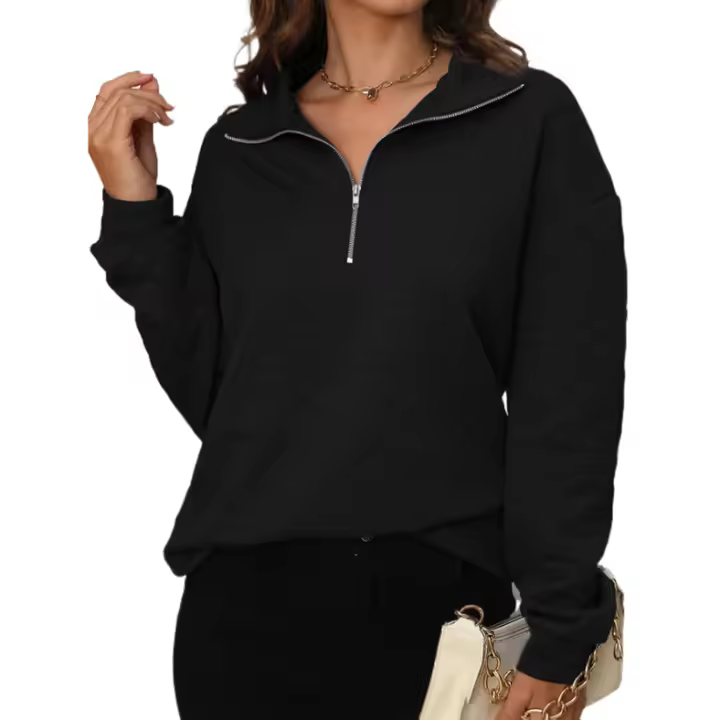 Ropa de mujer de moda Sudadera con cuello en V para mujer, ropa de punto, textura, tela, manga larga - 1