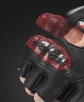 Guantes de Cuero de medio dedo para motocicleta, manoplas de Moto, Verano - details 3