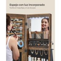 Armario de Joyas con Espejo LED, Joyero con Cerradura, Organizador con Cajón y Estante, Idea de Regalo, Blanco Nube JJC025W01, 41.5x37x157cm - details 12