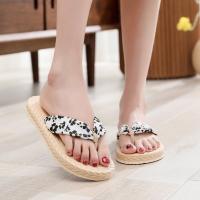 Novedad de verano, chanclas informales de paja de imitación para mujer, flores Han Chao, ropa de playa, zapatillas frescas - details 4
