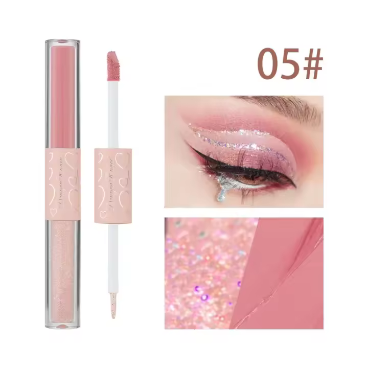 Sombra de ojos líquida Beige y marrón, Base de maquillaje de ojos mate sedoso, crema con purpurina, lentejuelas, gusano de seda, barra de sombra de ojos brillante - 1
