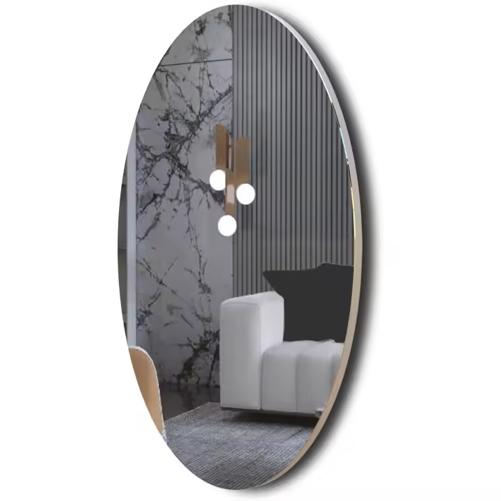 Organizedlife Espejo de baño montado en la pared, espejo ovalado sin marco, espejo de pared para baño, dormitorio, sala de estar, horizontal o vertical - 1