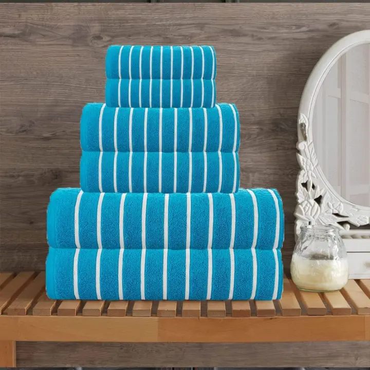 Juego de Toallas de Algodón Egipcio Suave de 6 Piezas Toallas de Mano Azul Verdoso para Baño, Cocina, Ducha - 1