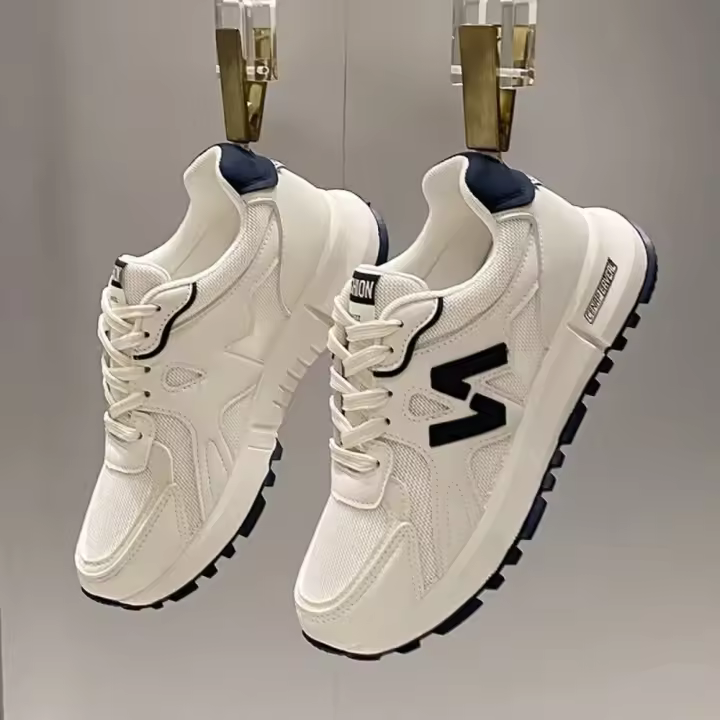 Zapatillas de deporte informales para mujer, zapatos antideslizantes de fondo suave para correr, color blanco - 1