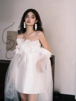 Vestido de Novia de Alta Gama Estilo Francés Ligero Vestido de Compromiso Blanco sin Correas - details 4