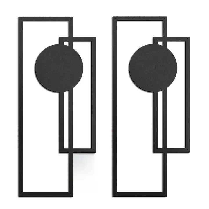 Decoración de pared de Metal minimalista, arte de pared abstracto Vertical, geométrico moderno, colgante para el hogar, 2 piezas - 1
