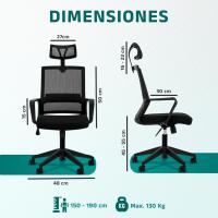 Silla de Oficina Ergónoma Ajustable, Reclinable, Soporte Lumbar, Altura Ajustable, Transpirable, Ruedas Giratorias 360° Soporte hasta 100kg Marco Beige - details 16