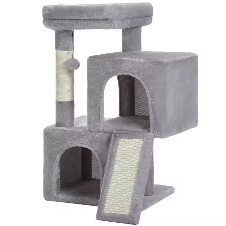 Árbol para gatos pequeños con poste rascador, torre de varios niveles con condominio, rascador para gatos y juguetes para gatos - 1