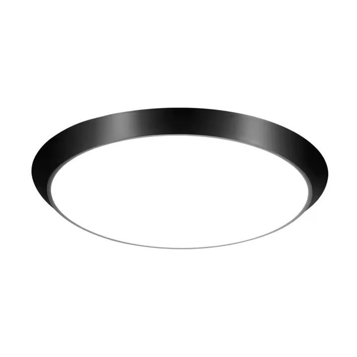 CBJKTX Plafón LED con sensor de movimiento interior negro IP44 15 W Lámpara redonda de bodega con sensor de movimiento Ø 30 cm 4000 K - 1