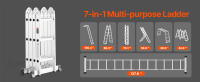 Escalera plegable multiusos SucceBuy, escalera alta 7 en 1, marco A de 3 escalones ajustables, altura de alcance de 12 pies, capacidad de 330 libras. - details 0