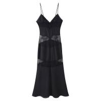 Ropa de mujer europea y americana temperamento ajustado con cuello en V empalme de encaje vestido de tirantes sin espalda - details 2