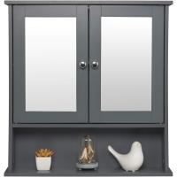 Cocina Mueble Suspendido Espejo Mueble Pared baño Espejo Estante Mueble Joyero Mara 56 x 58 x 13 cm Gris - details 3