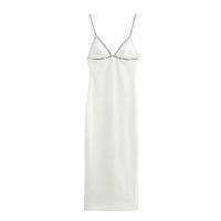 Elegante Vestido Largo de Verano sin Mangas OUWU Adornado con Espalda Descubierta Cuello en V - details 1