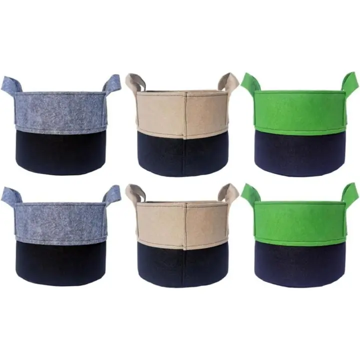 Bolsas de cultivo de 2 galones, 6 piezas de fieltro engrosado resistente, macetas de tela transpirable, bolsas de cultivo de plantas con asas, macetas de cultivo de jardinería para verduras, frutas, flores, tomates - 1