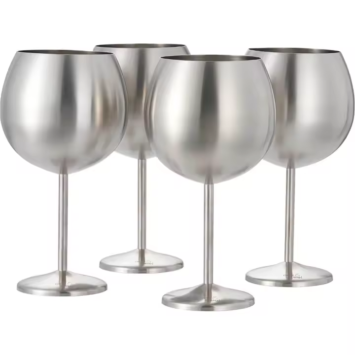 4 Copas Globo Grandes de Acero Inoxidable para Ginebra, Copas de Cóctel (XL 700ml) - Plata Mate - Robustas e Irrompibles - Set de Regalo para Cumpleaños y Navidad - 1