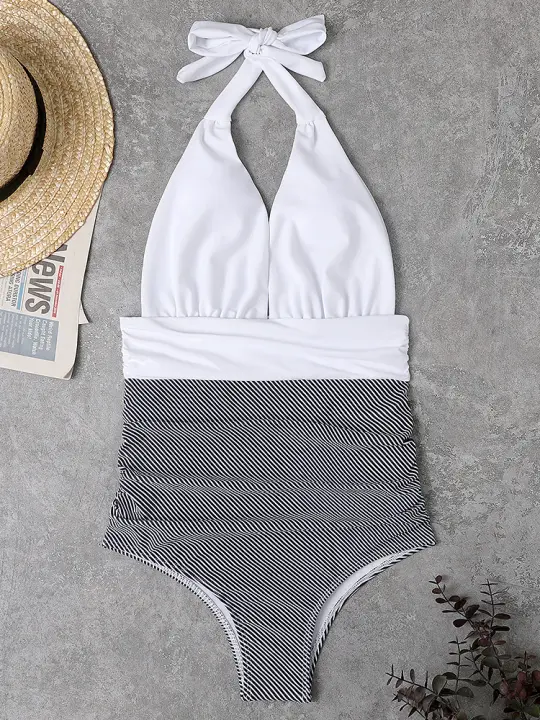 Traje de baño de una pieza sin espalda y de encaje para mujer, sexy en la playa, - 1