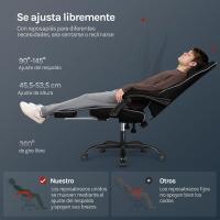 Silla de Oficina de Metal con Respaldar y Soporte Lumbar Asiento Amplio y Lleno de Cojín, Diseño de Malla Gris, GS11gr - details 31