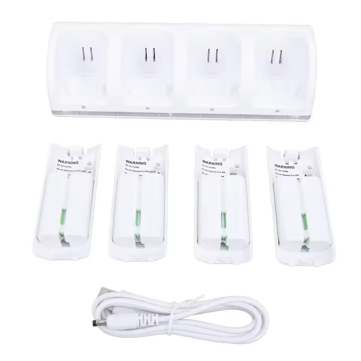 Estación de Carga para Controladores Wii Dock de Batería Recargable 4 Paquetes 2800mAh - 1