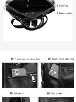 Mochila Vertical de Pu para mujer, bolso cruzado de viaje de gran capacidad, tendencia informal - details 11