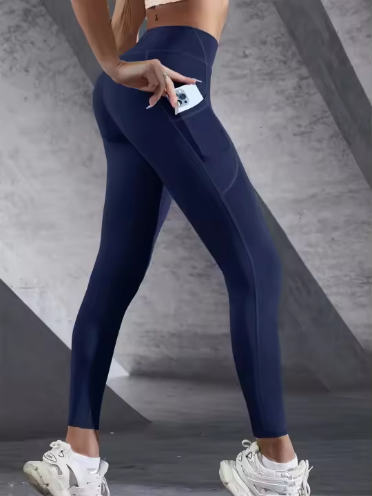 Nuevas mallas de cintura alta para mujer, mallas elásticas de Yoga con bolsillos, Push Up Fiess, ropa deportiva para correr, pantalones de Color sólido - 1