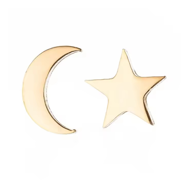 Pendientes de Estrella y Luna Pequeños en Acero Inoxidable Joyería Diaria para Adolescentes - 1