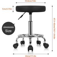 Taburete Redondo de Cuero PU reposapiés Ajuste de Altura Giratorio Medical SPA salón taburetes de Masaje Silla de Trabajo Color Negro - details 2