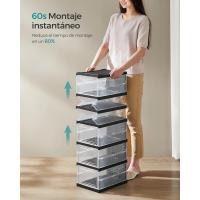 Juego de Organizadores de Zapatos 12 Cajas Apilables, 2 Zapateros Plegables y Portátiles, Hasta Talla 46, Montaje en 60s, Transparente y Blanco - details 10