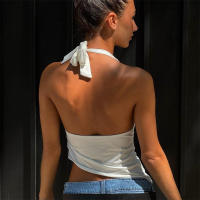 BUNO-Top corto informal liso con cuello Halter para mujer Y2K, camisetas elegantes sin mangas con cuello de pico, ropa de calle Formal, chaleco deportivo para mujer - details 4