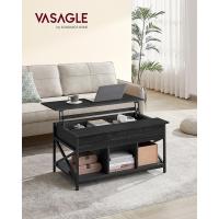 Mesa de Central con Tablero Elevable Estilo Rústico Marrón y Negro Ideal para Dormitorio con Espacio Abierto y Oculto Forma de X - details 36