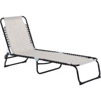 Silla Reclinable de Jardín con Sistema de Cordones para Exterior Marco Acero 197x58x30 cm Crema - details 0