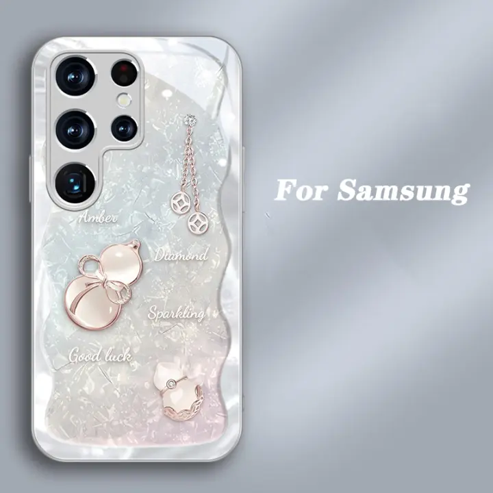 Funda de teléfono de cristal con patrón de calabaza de la suerte para Samsung Galaxy S24Ultra, S23FE, S23Ultra, S22Ultra, S24 +, S23 +, S22 +, Lucky Meaning A55/A54/A34/A15/A53/A52S/A14, novedad - 1