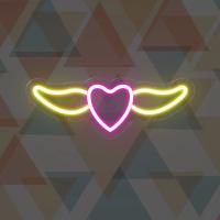Luz de neón con forma de corazón volador, diseño de alas, letrero de neón alimentado por USB, lámpara LED, fiesta de cumpleaños, letrero para habitación del hogar, decoración de pared colgante, led de corazón - details 1