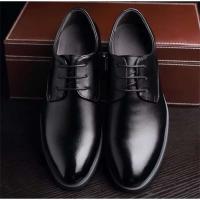 Cuero de negocios formal para hombres con altura interna aumentada, zapato único con suela suave, trabajo informal con cordones simples de estilo británico - details 0