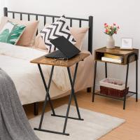 Mesa Plegable Ajustable de Altura Estilo Rústico Marrón Ideal para Sofá y Escritorio Portátil - details 6