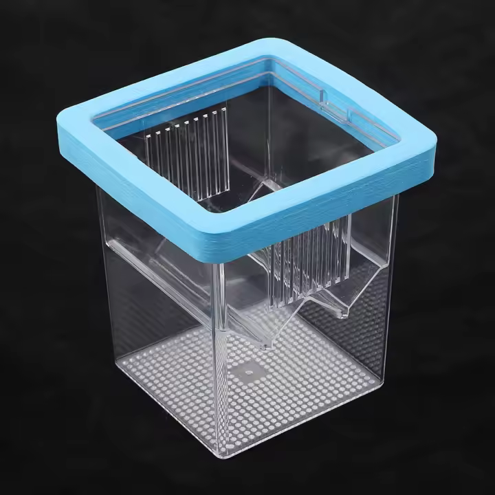 Caja de cría de peces flotante acrílica duradera, alimentador cuadrado transparente para acuario, caja de cría de peces ajustable para acuario - 1