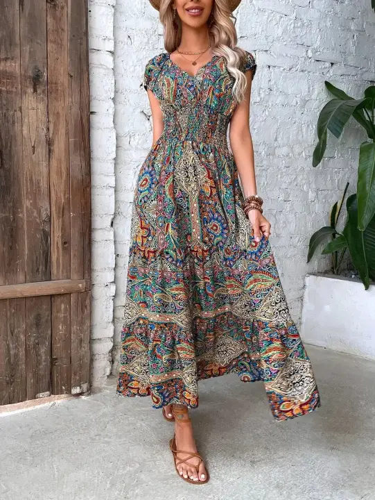 Vestido largo de estilo bohemio, ropa de mujer, vestido con vuelo grande transfronterizo - 1