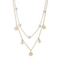 Collar de perlas de oro para mujer, collares de perlas chapados en oro de 18 quilates para mujer, perla en capas-1 - details 3