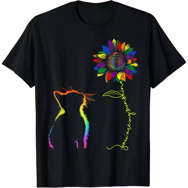 Camiseta para hombre Cats Are My Sunshine Girasol Gato Arco Iris LGBT Orgullo Gay - 1