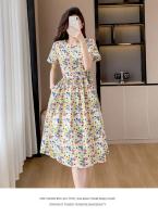 Elegante Vestido de Verano de Largo Medio Manga Corta, Estampado Floral, Vestido Liso Adelgazante - details 29
