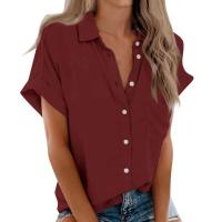 Blusa lisa de manga corta para mujer, camisa informal de un solo pecho, de moda - details 18