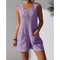 Moda de Primavera-Verano para Mujer 2025 Chaleco Sin Mangas a Rayas en Contraste Informal Pantalones Cortos de Mono Multicolor Opcional - details 2