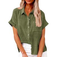 Camisa Simple y a la Moda para Mujer Algodón y Lino Informales, Clásicas con Manga Corta y Borlas - details 16