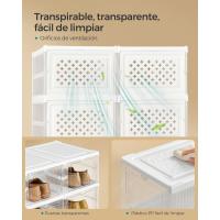 Juego de Organizadores de Zapatos 12 Cajas Apilables, 2 Zapateros Plegables y Portátiles, Hasta Talla 46, Montaje en 60s, Transparente y Blanco - details 5