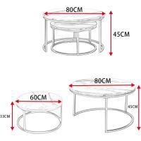 Redondas de mármol Gris Oscuro con Estructura de Metal Negro, Mesa Auxiliar Redonda para salón, - details 1